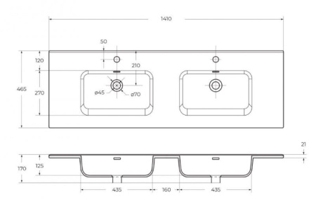 Раковина BelBagno 140 BB1400-2-ETL двойная