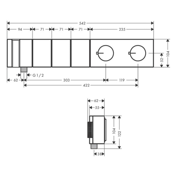 Термостатический смеситель для душа Axor Edge 46710000 с душевым гарнитуром
