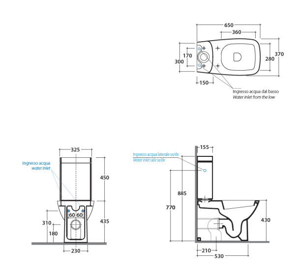 Бачок для унитаза Globo Daily DA008BI подвод снизу