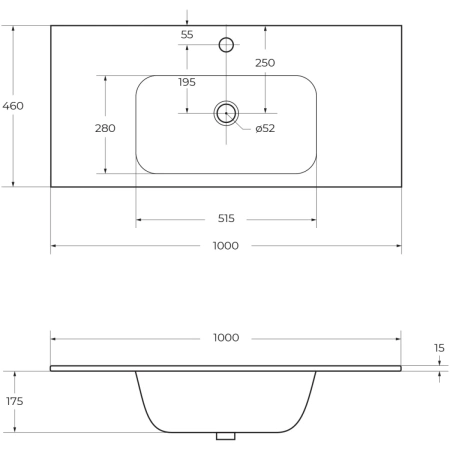 Раковина 100x46 см Cezares Duet CZR-NAT-100-LVB