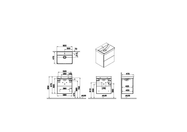 Тумба с раковиной Vitra Metropole Pure 60 67331 белая глянцевая