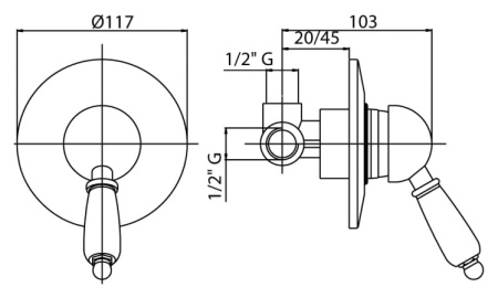 Смеситель для душа Cezares Elite ELITE-DIM-02-Bi