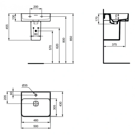 Раковина 50x43 см Ideal Standard Strada II T292801