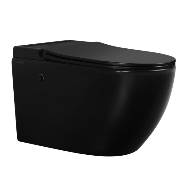 Подвесной унитаз Abber Bequem AC1108PMB с крышкой-сиденьем черный матовый