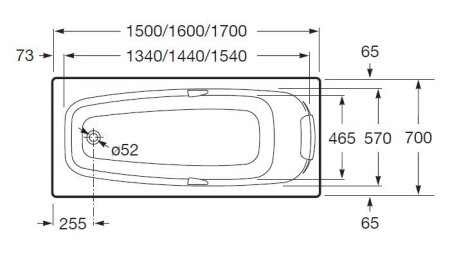 Ванна акриловая Roca Sureste-N 160x70 ZRU9302787