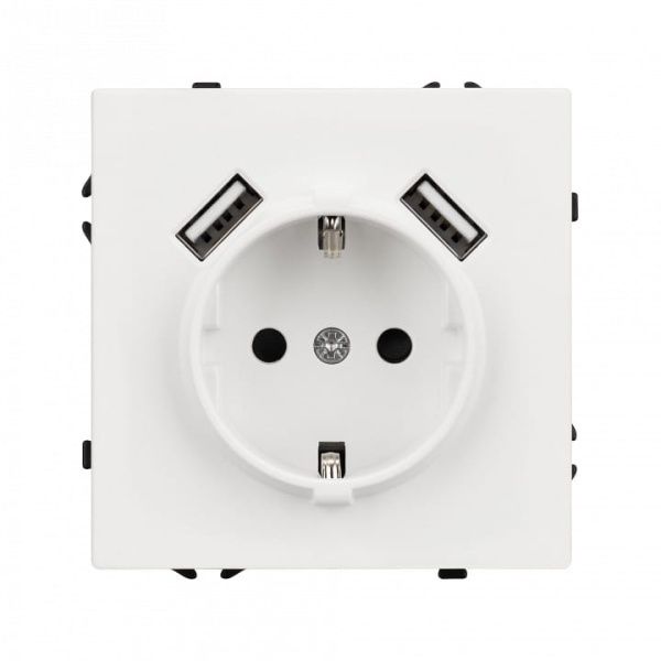 Розетка с заземлением и со шторкой и 2хUSB type A, без рамки Arlight NOBE 054288(1)