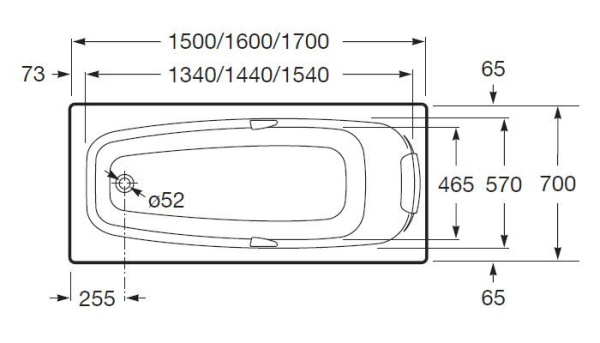 Ванна акриловая Roca Sureste-N 160x70 ZRU9302787