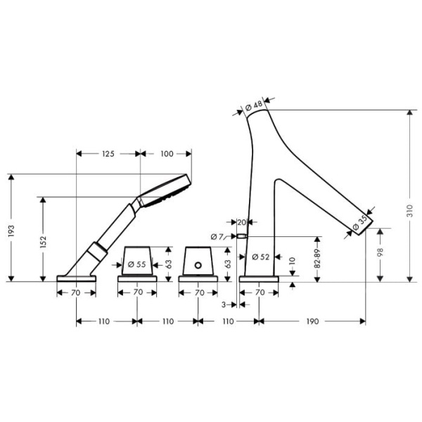 Смеситель на борт ванны Axor Starck Organic 12425000