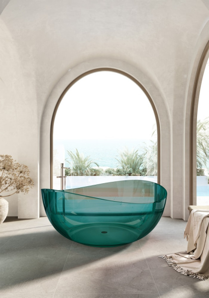 Прозрачная ванна Abber Kristall 150x150 AT9705Aquamarin аквамарин