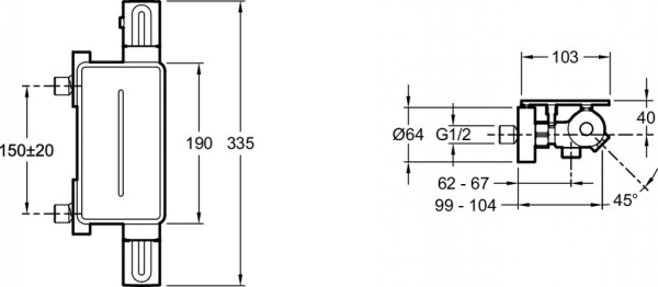 Смеситель для ванны с душем Jacob Delafon Metro E21768-CP с полкой термостатический хром