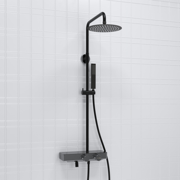 Душевая стойка WasserKRAFT A114.258.218.CB Thermo черный матовый/хром
