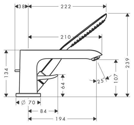 Смеситель для ванны hansgrohe Metris 31190000