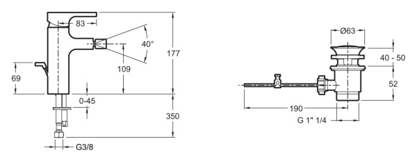 Смеситель для биде Jacob Delafon STRAYT E98338-CP
