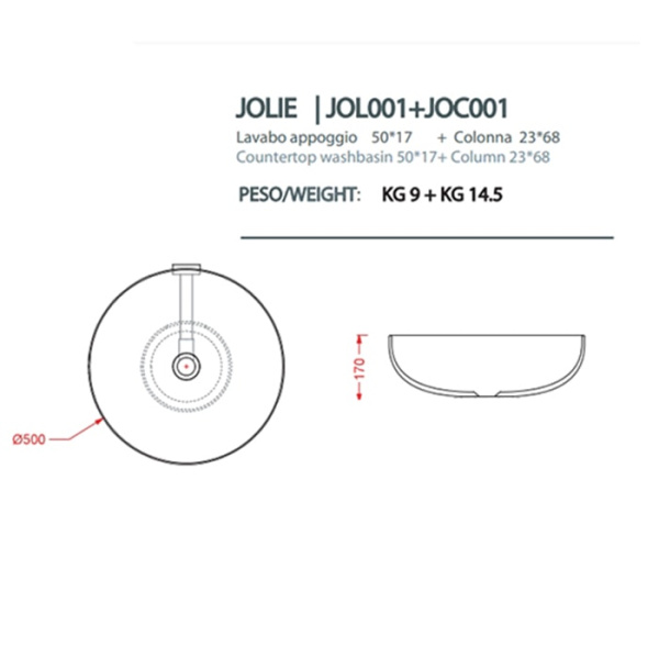 Раковина Artceram Jolie JOL001 05 00