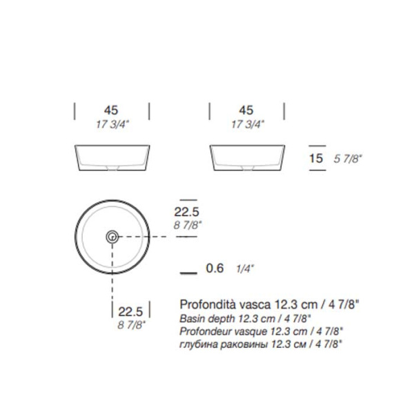 Раковина Milldue Keel 45 8896*0 Bianco Opaco