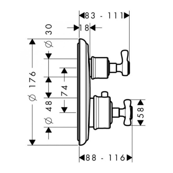Внешняя часть термостата для душа Axor Montreux 16800820 шлифованный никель