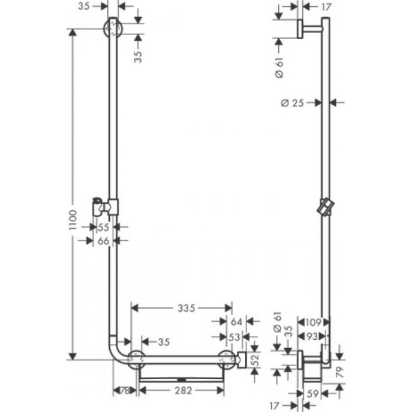 Душевая штанга hansgrohe Unica Comfort 26403400 левосторонняя 110 см белый/хром