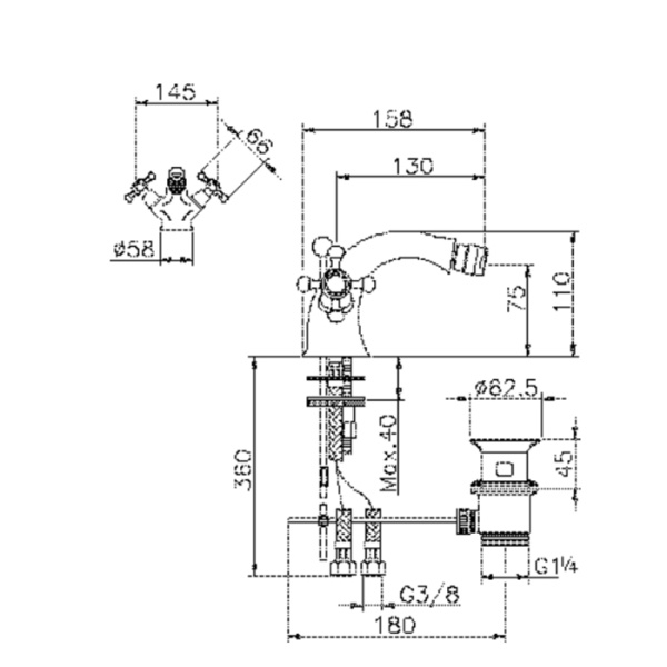 Смеситель для биде Huber Victorian VT00055027 бронза