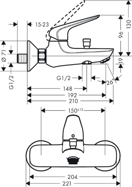 Смеситель для ванны hansgrohe Novus 71040000