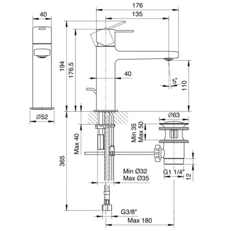 Смеситель для раковины Fantini Lame 24 02 M104F