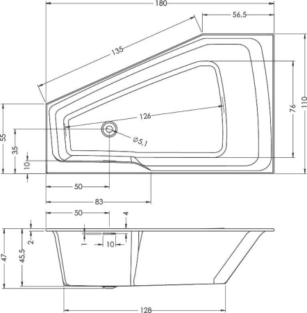 Акриловая ванна Riho Rething Space B115001005 R, 180x110