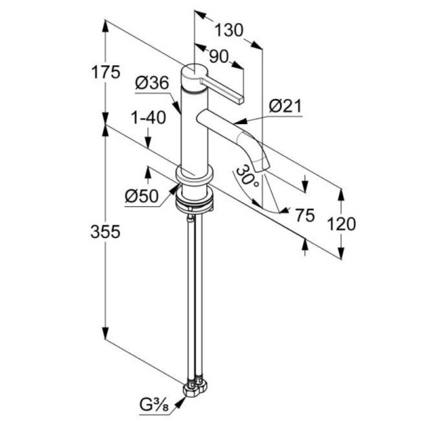 Смеситель для раковины Kludi Nova Fonte 200283915 черный матовый