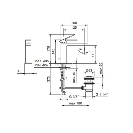 Смеситель для раковины Fantini Mint 34 93 F004F сталь