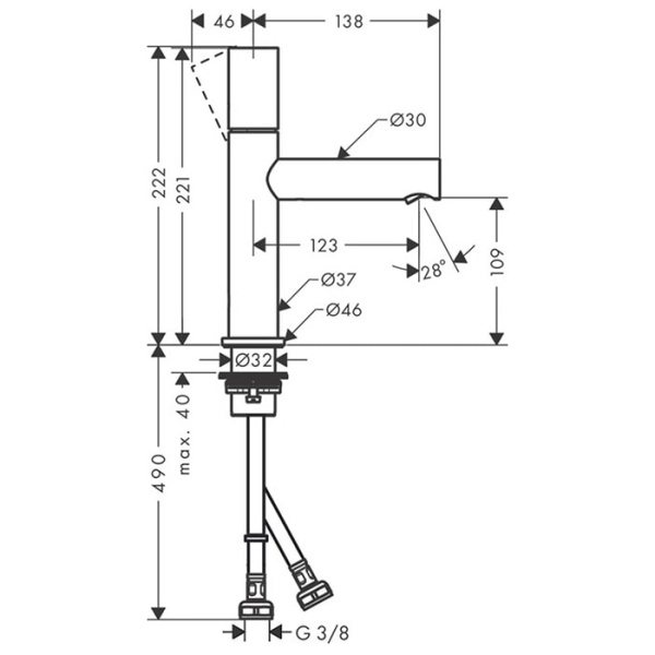 Смеситель для раковины Axor Uno 45002000