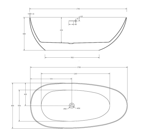 Акриловая ванна Abber 170x80 AB9211MB