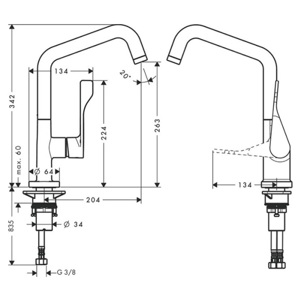 Смеситель для кухни Axor Citterio 39850000