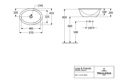 Раковина Villeroy&Boch Loop & Friends 57 4A620001