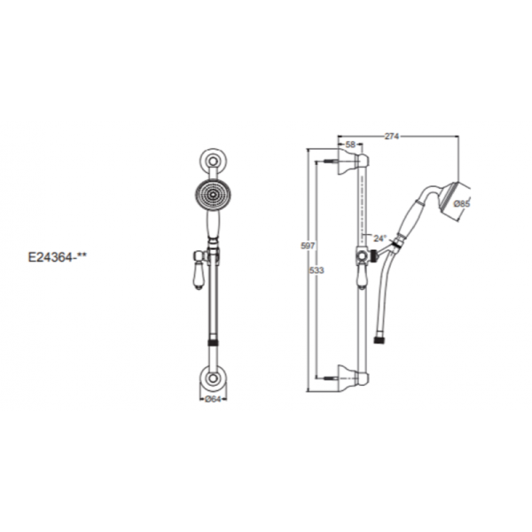 Душевой гарнитур Jacob Delafon Louise E24364-BCN матовое золото/белый