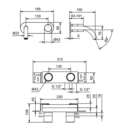Смеситель для раковины Fantini Nice 65 02 S010SB