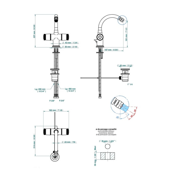 Смеситель для биде THG Corvair fior di bosco U8K.A02.3202
