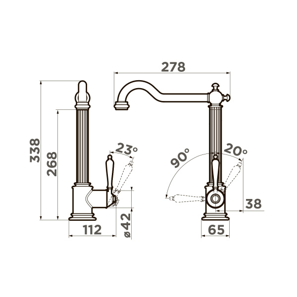 Смеситель для кухни Omoikiri Toshima 4994326 античное серебро