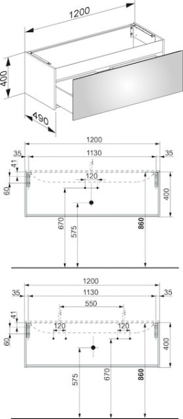 Тумба под раковину Keuco Plan 120 32981140000 трюфель