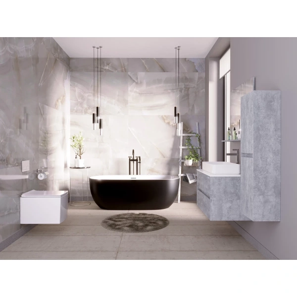 Акриловая ванна Grossman Classic GR-2502MB 160x80 см, отдельностоящая, черный матовый/белый