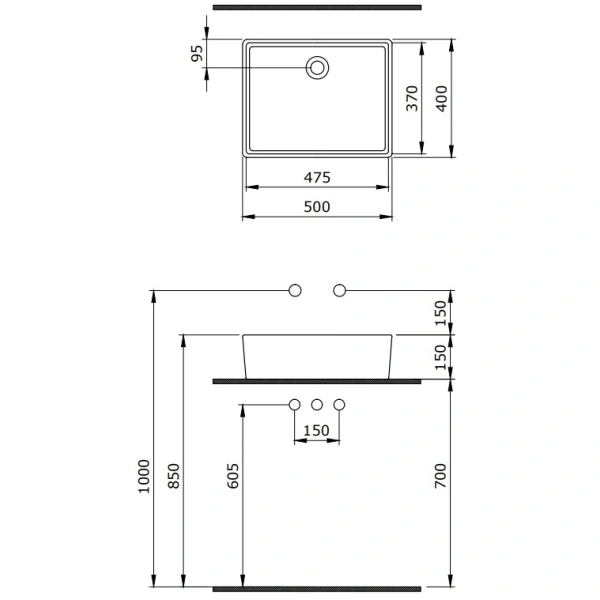 Раковина 50x40 см Berges Ego 181001