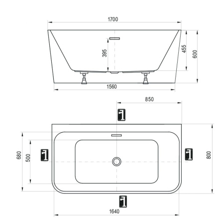 Акриловая ванна Ravak Freedom D 170x80 XC00D00041