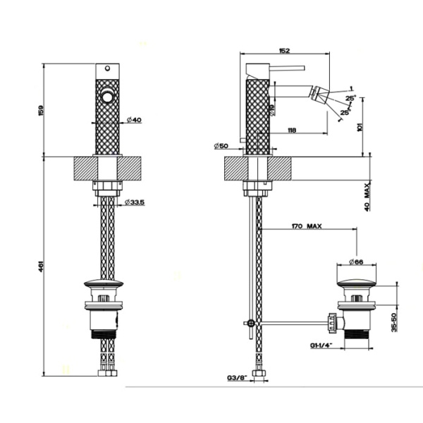Смеситель для раковины Gessi 316 54107#239 нержавейка