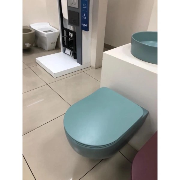 Унитаз подвесной Creavit Free FE322-00NY00E-0000 безободковый, с функцией биде, бирюзовый матовый