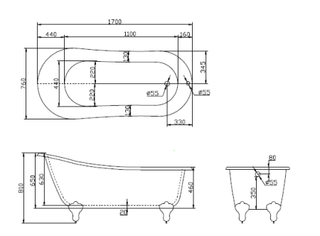 Акриловая ванна BelBagno 170x76 BB06-1700
