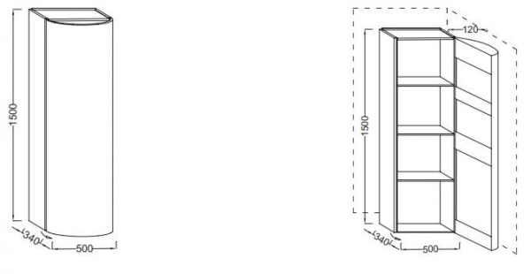 Подвесной шкаф-пенал 50х150 L Jacob Delafon Presquile EB1115G-V13 Палисандр шпон