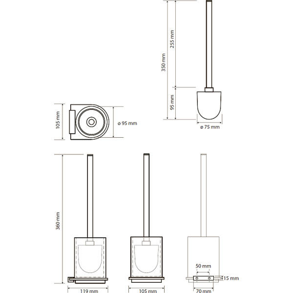 Ёршик для унитаза Bemeta Galla 108113010 черный матовый