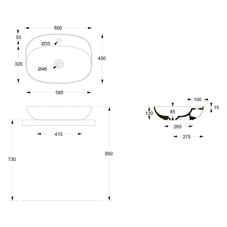 Раковина Alice Form 60 22460108 черная матовая