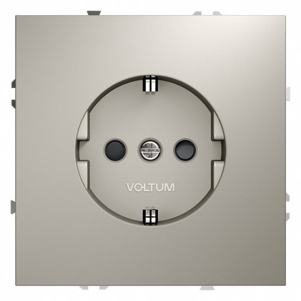 Розетка с заземлением и со шторкой без рамки Voltum S70 VLS040203