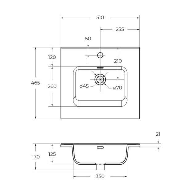 Раковина BelBagno 50 BB500ETL
