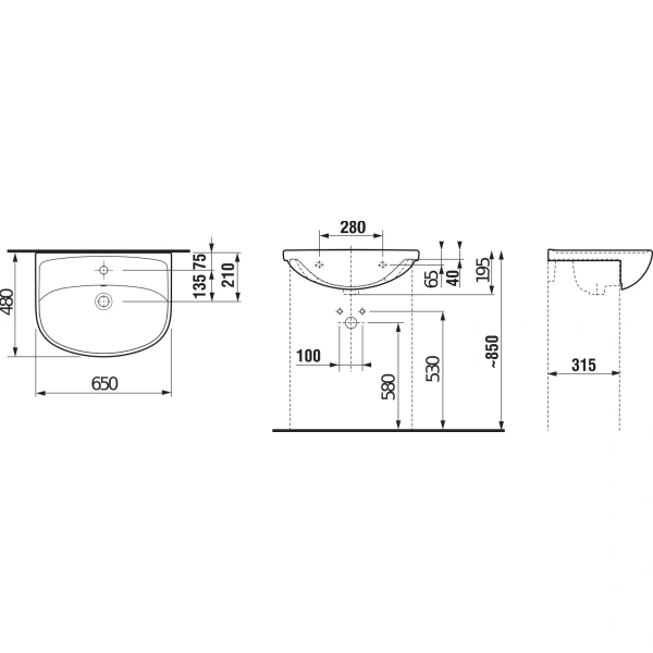 Раковина 65x48 Jika Lyra Plus 8133840001041