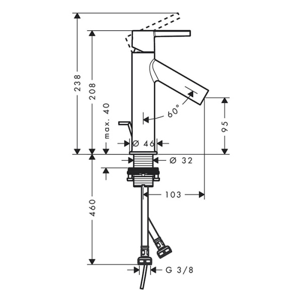 Смеситель для раковины Axor Starck 10001340 шлифованный черный хром