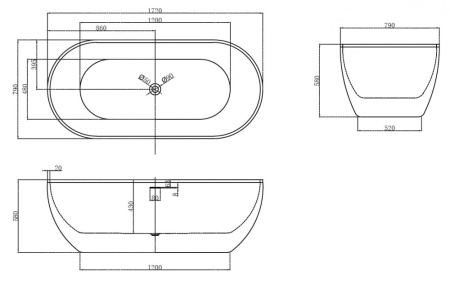 Акриловая ванна Abber 172x79 AB9241MB